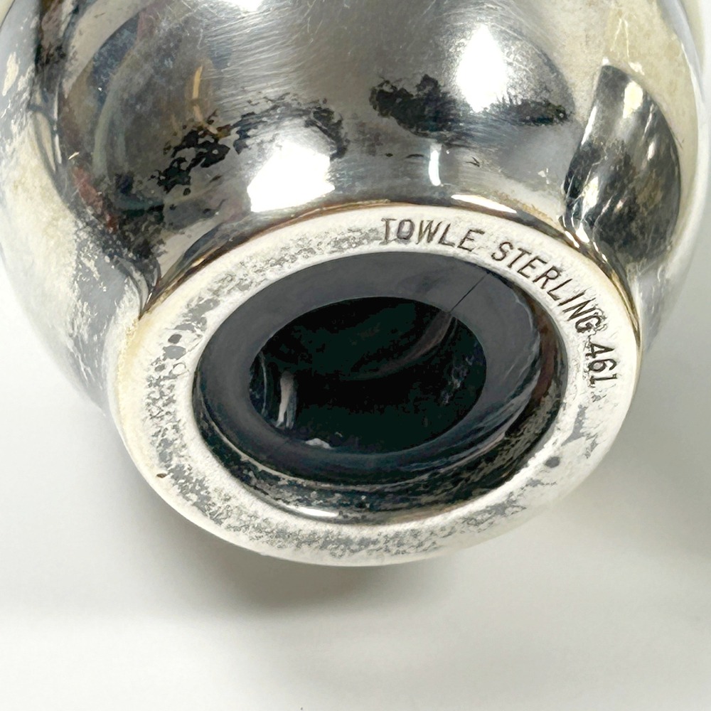Towle Sterling Silver & Lenox Porcelain Egg Vintage Salt & Pepper Shakers #461 - Picture 2 of 8
